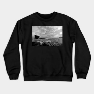 Collywell Bay storm in B&W Crewneck Sweatshirt